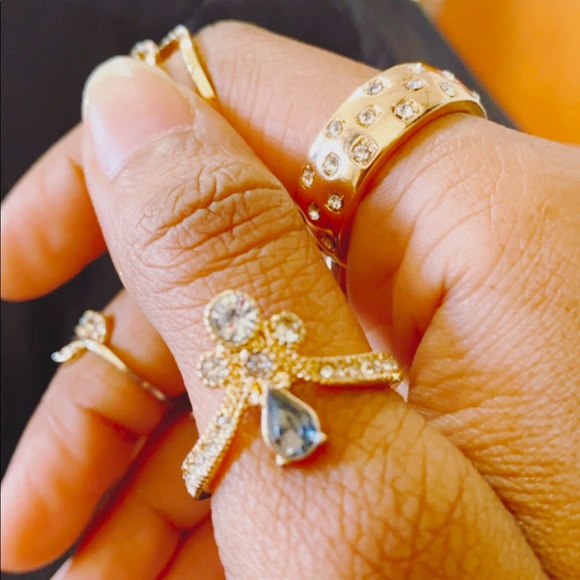 Set of 8 Stacker Layering Gold Rings - Picture 3 of 7